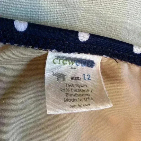 Crewcuts Youth Girl Bikini Bottom Size 12 Navy Blue/White Polka Dots & Peach - Picture 4 of 6